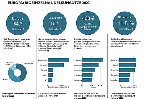 Infografik des Bioeinzelhandels 2023.